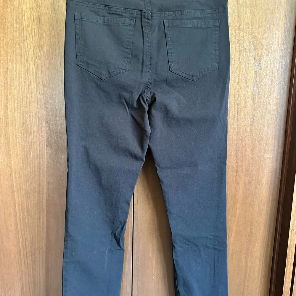 Mario Serrani Black Pull-On Pants Stretch Slim Straight Minimalist